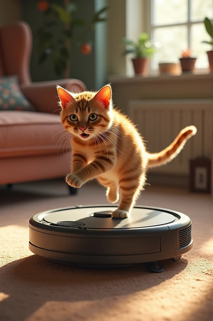 Cat on a roomba spinning