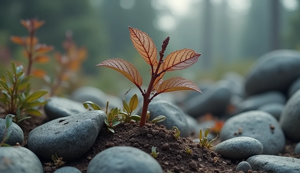 dead plant between the stones