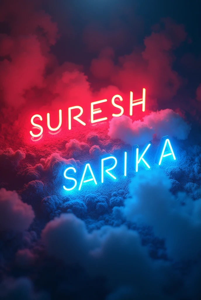 SURESH name with red color and SARIKA name with blue color 