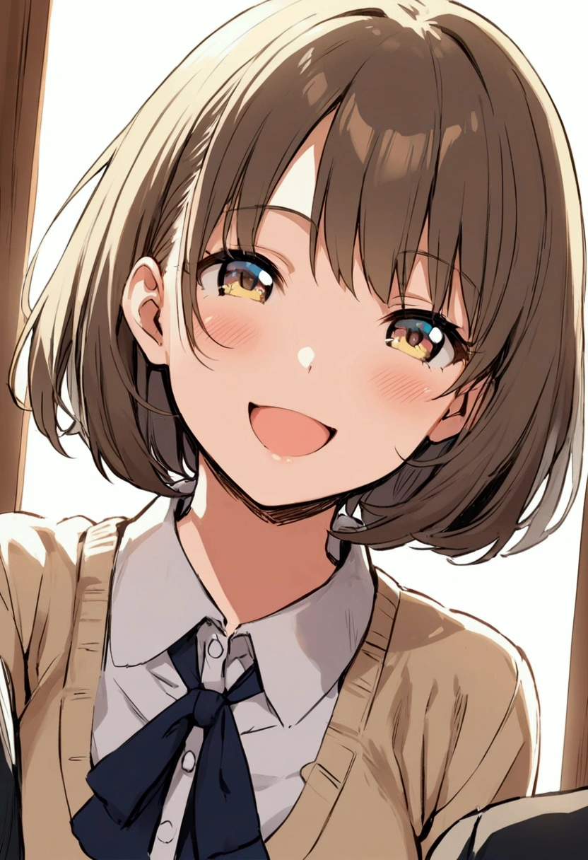 cute、anime、high school girl、smile、Moe