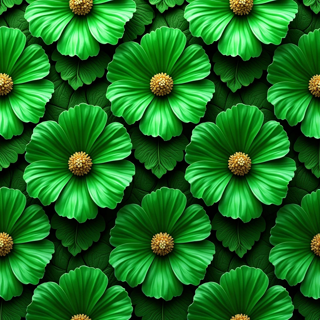 3D green hibiscus flower pattern