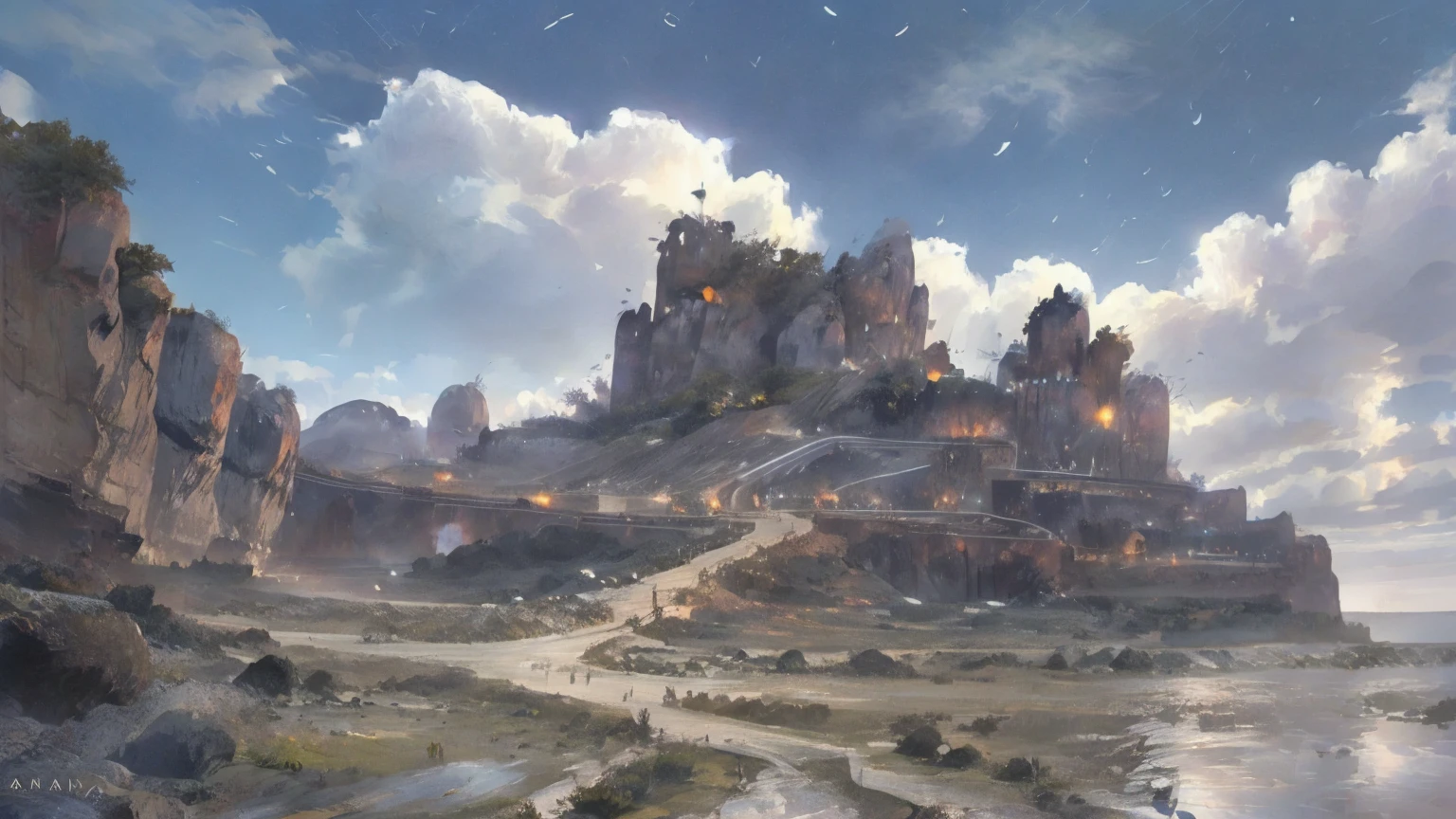 ultra-detailed, fantasy,world,Nature, mystery, cave exit,rain,unmanned