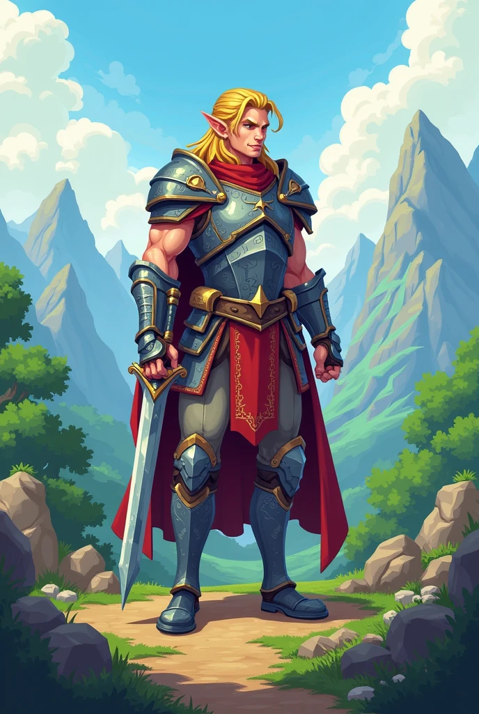 Elf Warrior Man 2d Pixelart Style for Unity