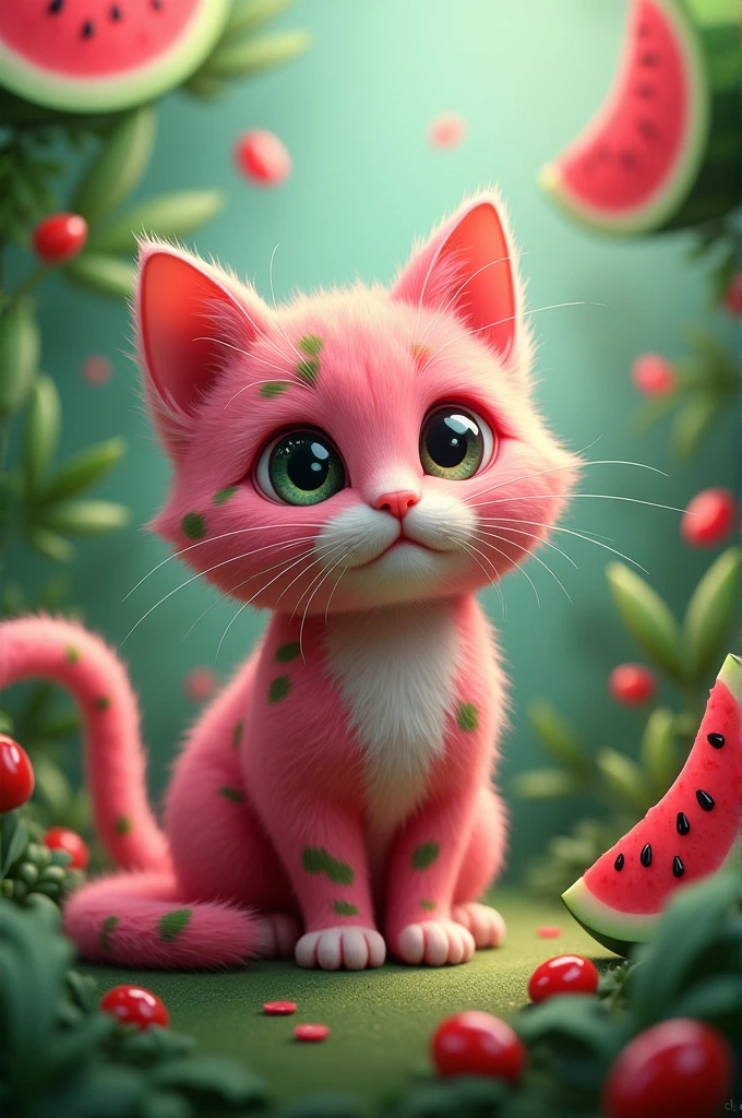 A cat watermelon colored