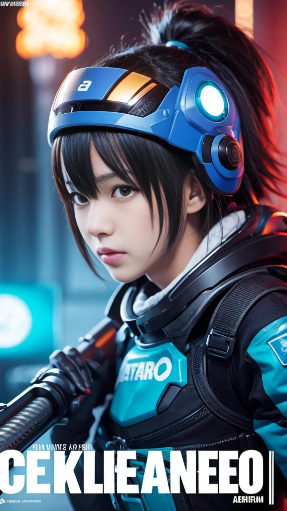 a close up of a person with a gun and a helmet, katana zero video game character, makoto shinkai ( apex legends ), official character art, female protagonist, female protagonist 👀 :8, ayaka genshin impact, wataru kajika, chiho aoshima color scheme, portrait n - 9, makoto shinka, makoto