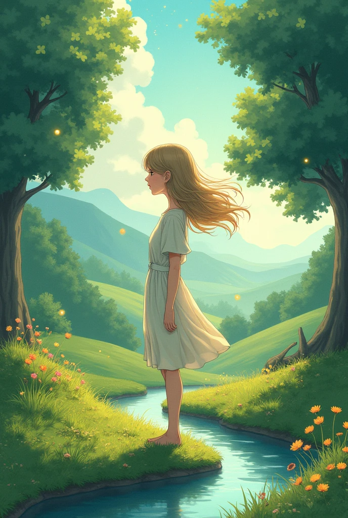 evermore by taylor swift album cover but make it studio ghibli style