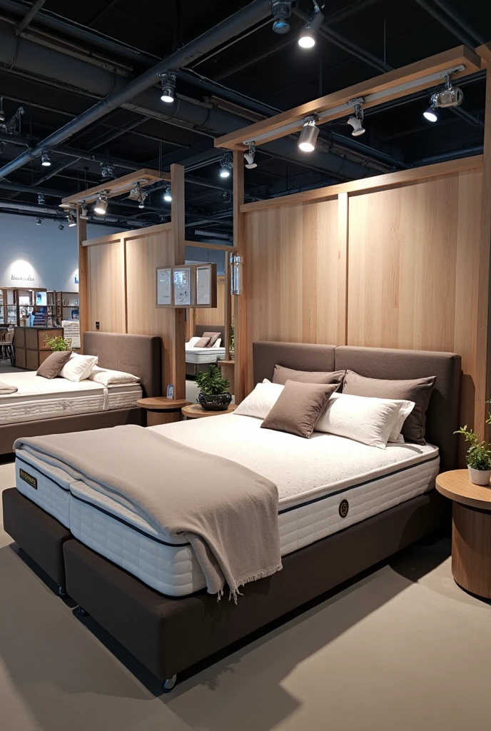 You can generate an image with a stand like the fexpocruz that is providing customer service, generating engagement and virality and showing the mattresses, box springs and backrests