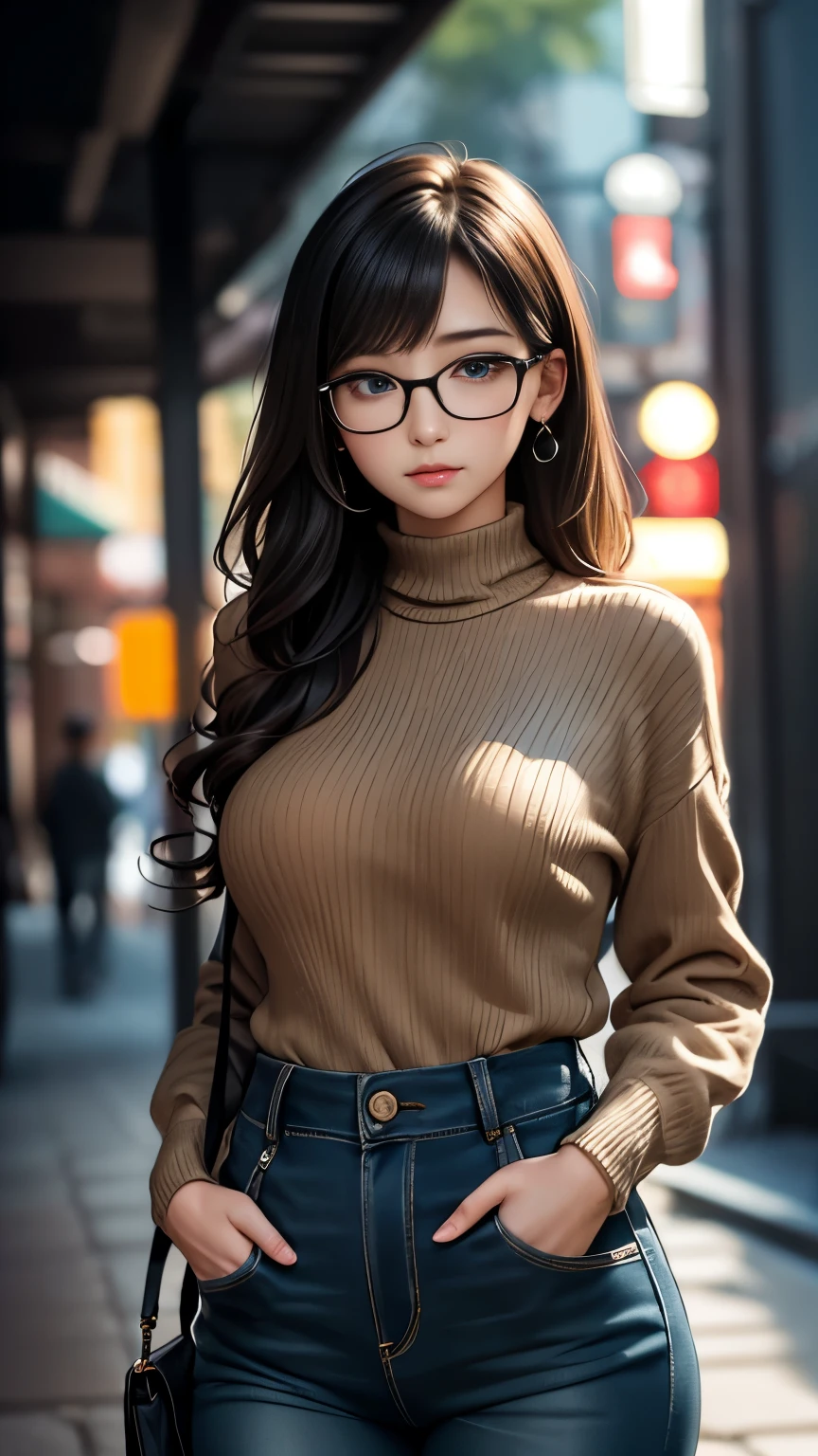 (最高qualityのディテール)、Realistic、8K Ultra HD、High resolution、(One Girl:1.2),(Fatal Beauty,Attractive beauty) ,(Glasses、Mysterious charm:1.1),(Big Breasts、Captivating silhouette),The 超detailedな、高qualityのテクスチャ、複雑なdetailed、detailed、非常にdetailedなCG、高qualityの影、detailed 美しく繊細な顔、detailed 美しく繊細な目、Written boundary depth、Ray Tracing、20th Generation、Cute K-Pop Girls、(The Face of Ulzan in Korea)、Thin face、(Urzan-6500-v1.1:0.6)、PurerosFace_v1、Glowing Eyes、Perfect body、 Viewer Display、(最高qualityのディテール:1.2)、Realistic、8K Ultra HD、High resolution、Woman close up， realistic girl rendering, 8k artistic german bokeh, Enchanting girl, Real Girls, Gurwitz, Gurwitz-style artwork, Girl Roleplay, Realistic 3D style, cgstation Popular Topics, 8K Portrait Rendering,（truth，truth：1.4），(Sparkling eyes girl:1.2)、cheek、Glossy Lips、、High resolution, Best image quality, 最高quality, Realistic, 超detailedな, Photorealistic, 4K 8K Ultra HD Full Color RAW Photos, Fujifilm(Medium format), Hasselblad, Carl Zeiss, Incredible dynamic range photography(utility_art：Smooth-768:1.1),High resolution, High pixel count, 明確なdetailed, Clear images, Natural color reproduction, Noise Reduction, High fidelity, quality, Software Improvements, Upscaling, Optimized Algorithms, Professional-level retouching,

1. Oversized coat:

The coat is、Choose an oversized design that covers from shoulders to knees.。Color is classic navy or black、or warm khaki or beige, wait.、Choose colors that match the season。
2. Knitted sweater or turtleneck:

To protect yourself from the cold、Knitted sweater or turtleneckを選択してください。Match the texture and color of the knit to the coat.。
3. Wide leg pants:

For pants, Choose a wide-leg design、Combines ease of movement and style。Denim in dark tones or black trousers will look good.。
4. Knee-high boots:

What is included in an oversized coat、足首からふくらはぎまでカバーするKnee-high bootsとの組み合わせ。Boots are black or dark brown and chic.、Gives a stylish impression。
5. accessories:

シンプルなゴールドまたはシルバーのaccessoriesを選択してください、Add elegance to your outfit。for example、Long necklaces and large earrings are recommended.。
6. Handbags:

Handbags、Choose a color that matches the tone of your outfit.。Shoulder bags and tote bags are convenient and stylish。
7. Compensateと髪型:

Compensate, Choose natural colors that flatter your skin。Wavy Hair、By creating loose curls、Appeal to softness。