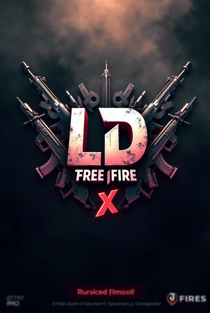 a logo for a free fire x1 championship with the name "Daily Legend" use weapons, smoke in the background, the initials should be LD and not DL