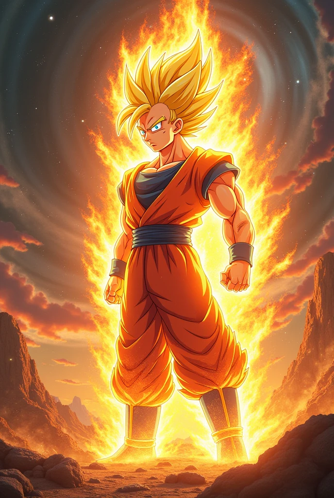 Goku god level with flames