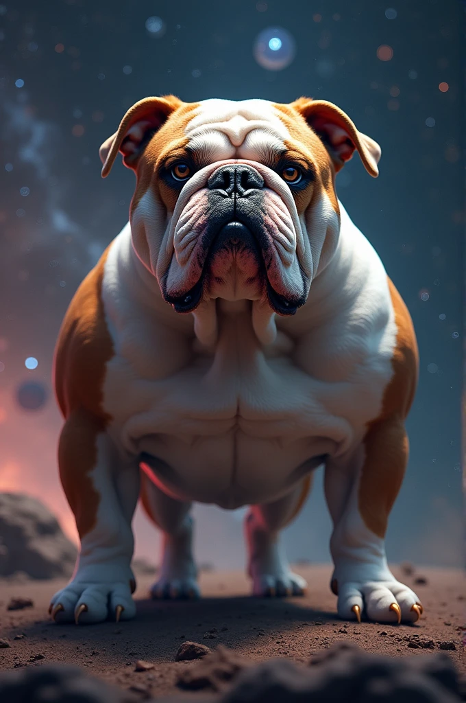 A space themed background with a bulldog that says “I got that dawg in me”