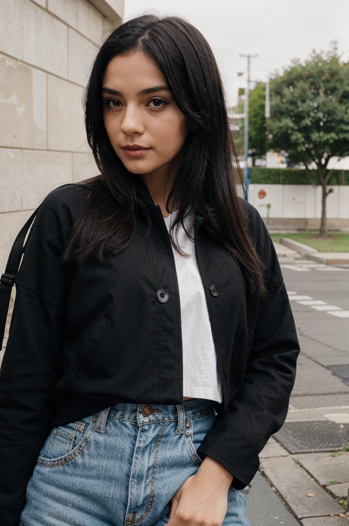 1 girl, black hair, american