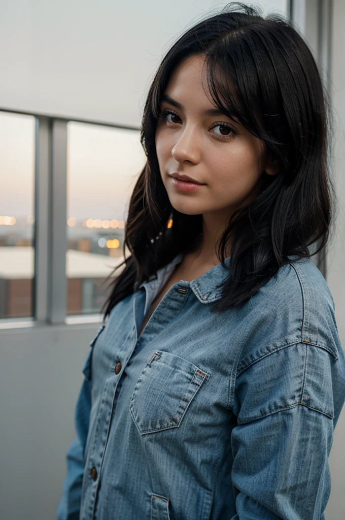 1 girl, black hair, American