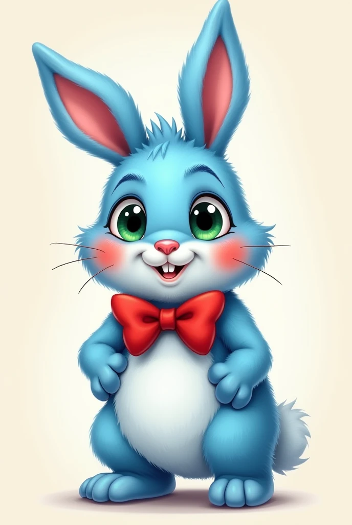 Blue bunny with red bowtie red cheeks green eyes furry guy big penis male rabbit fnaf