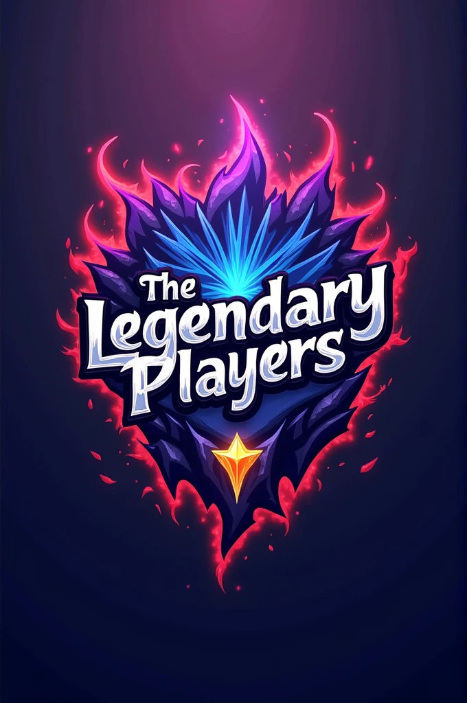 Team logo with The Legendary Players written in the middle with purple colors,blue and red