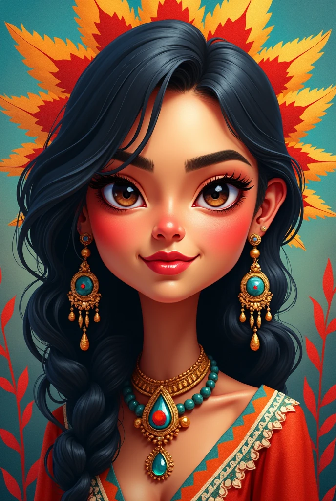 Mujer indigen bella caricature