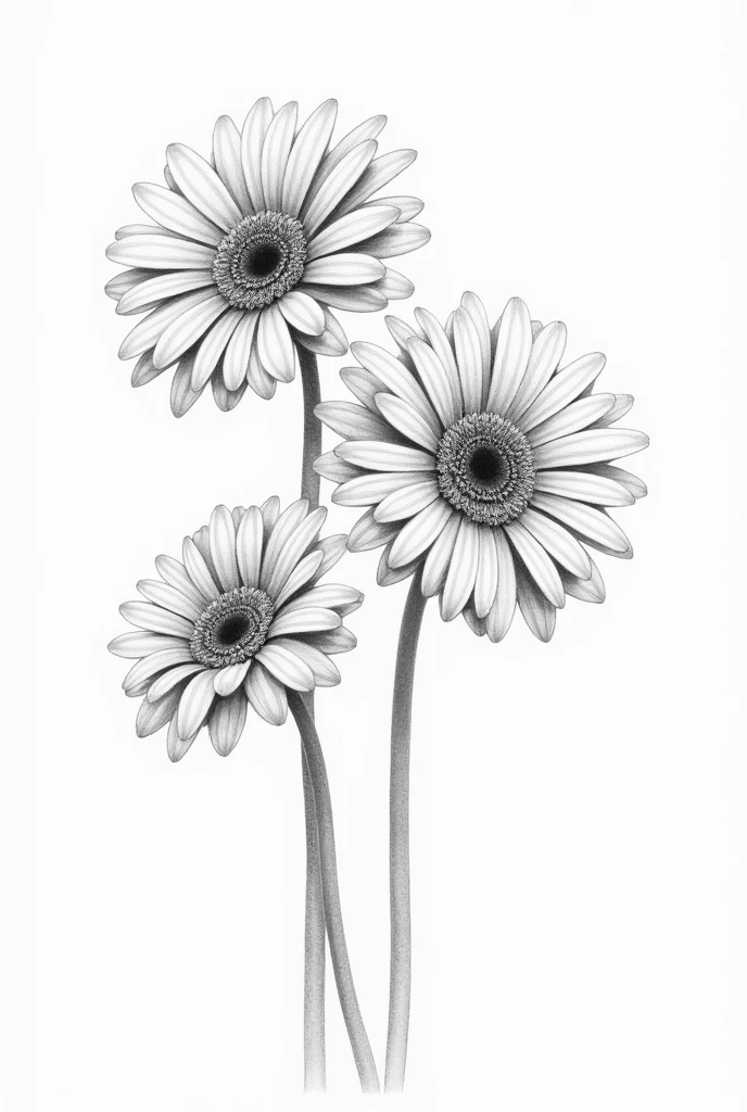Pencil drawing of 3 gerberas
