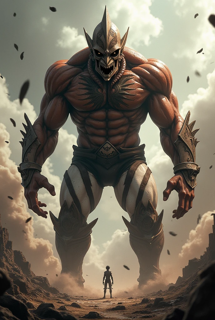 Eren Jeager attack titan with mason helmet