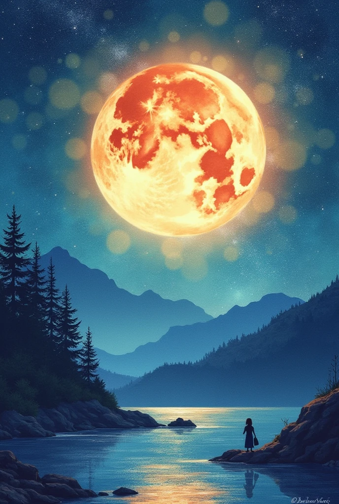 universe。moon。Fantasy。There is no one。Fantasy。Watercolor。