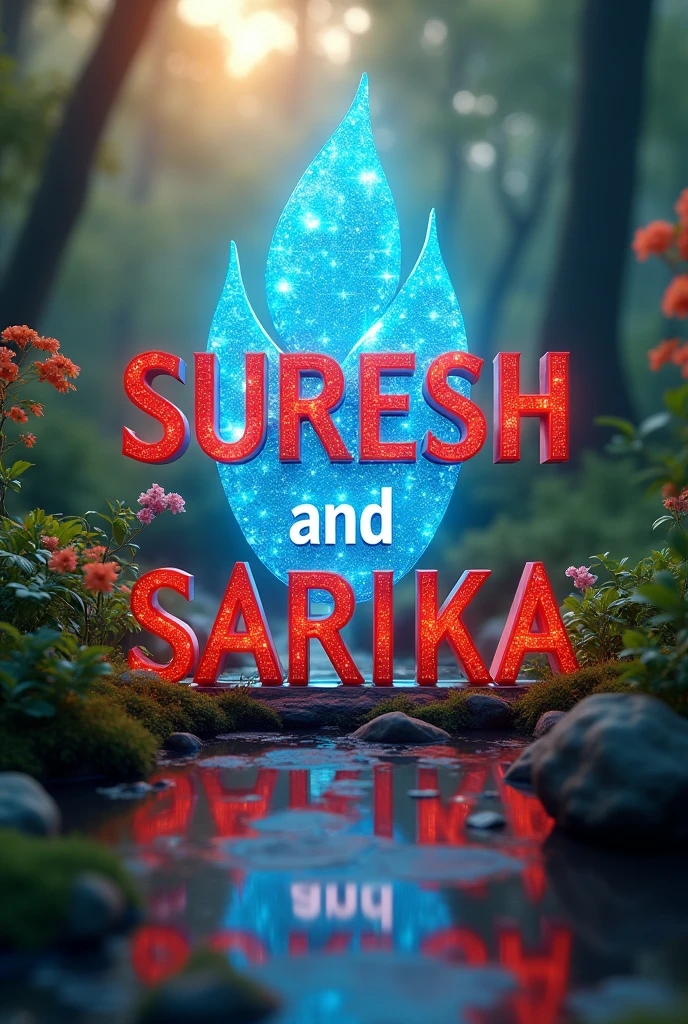 SURESH name with red color and SARIKA name with blue color with lovely background 