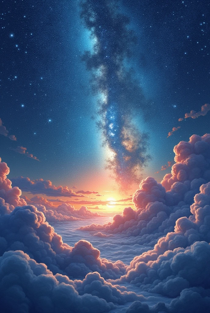 Beautiful outer space。Lots of stars。No people。Fantasy。Watercolor。