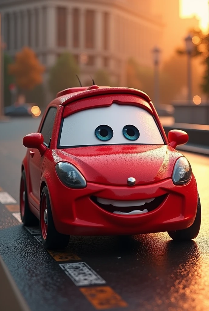 Bart con un auto Swift rojo
