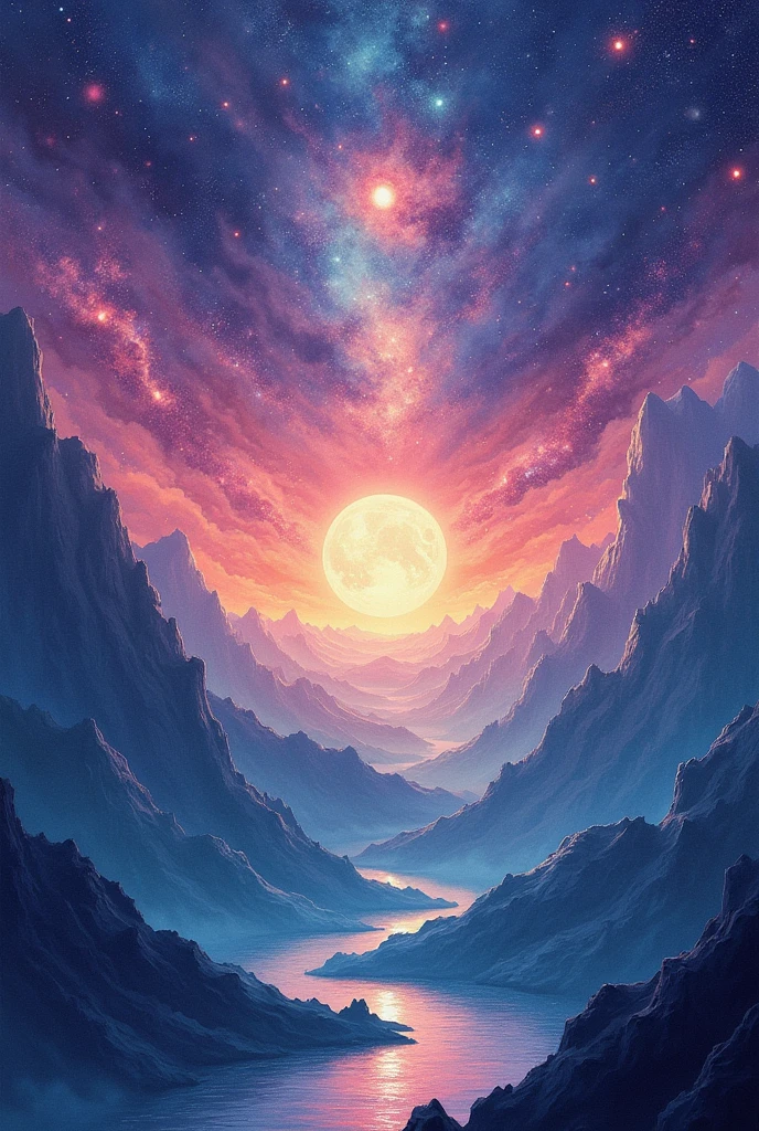 Beautiful Universe。universe space。Space World。Sparkling。No people。Fantasy。Watercolor。