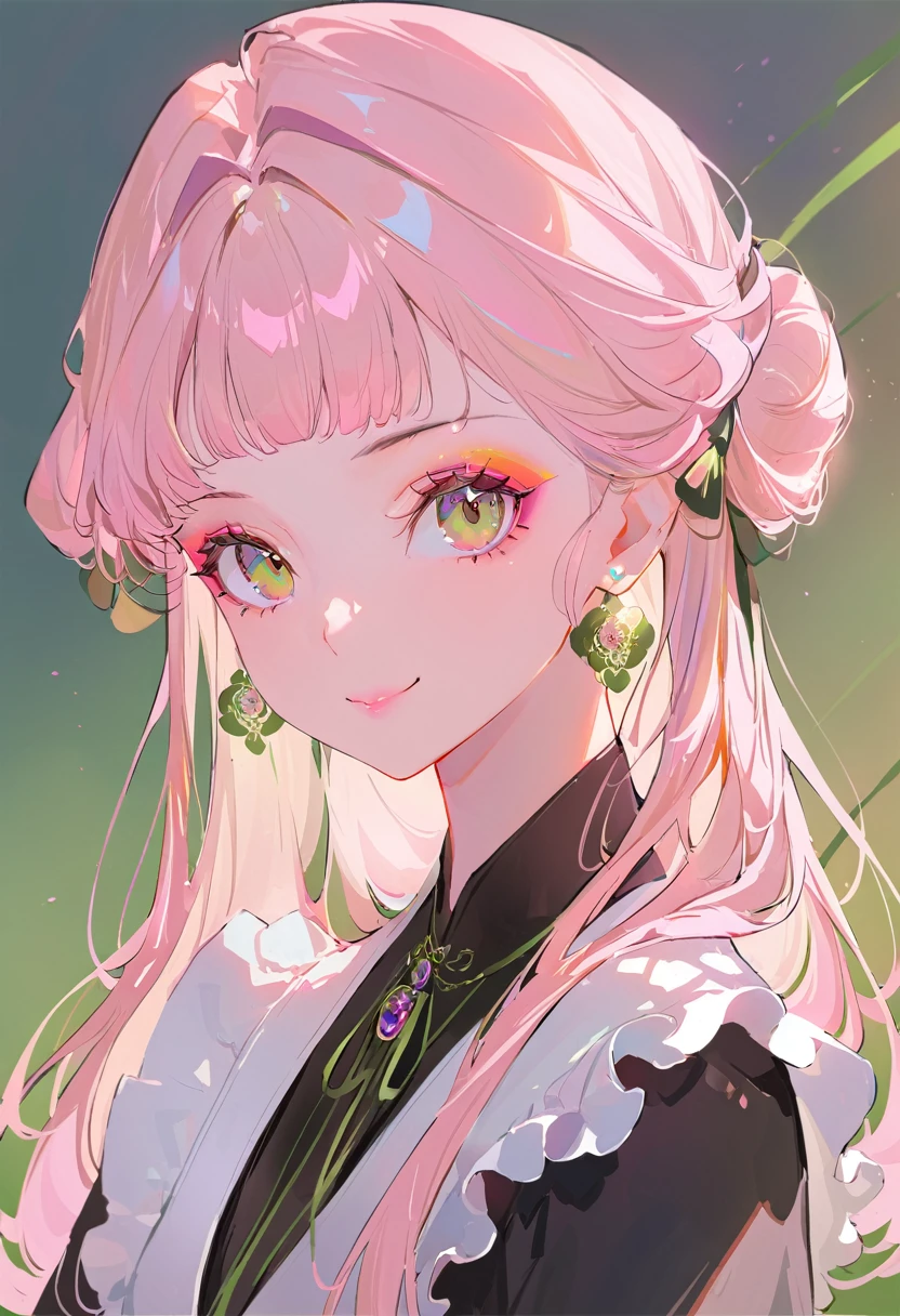 (housekeeper:1.5),(best qualityer,ultra detali,high resolution:1.2),beautiful girl with perfect face,lots_long eyelashes, detailed lips, beaming smile, soft skin, shiny hair,vibrant background, natural lighting,The cutest girl in the world,exquisite makeup,pout