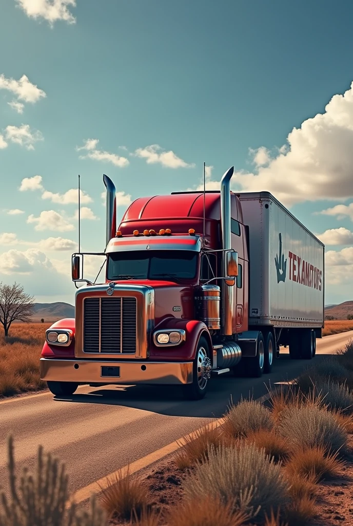 Create the TEXAMOTOR&#39;S logo and place a trailer in the background 