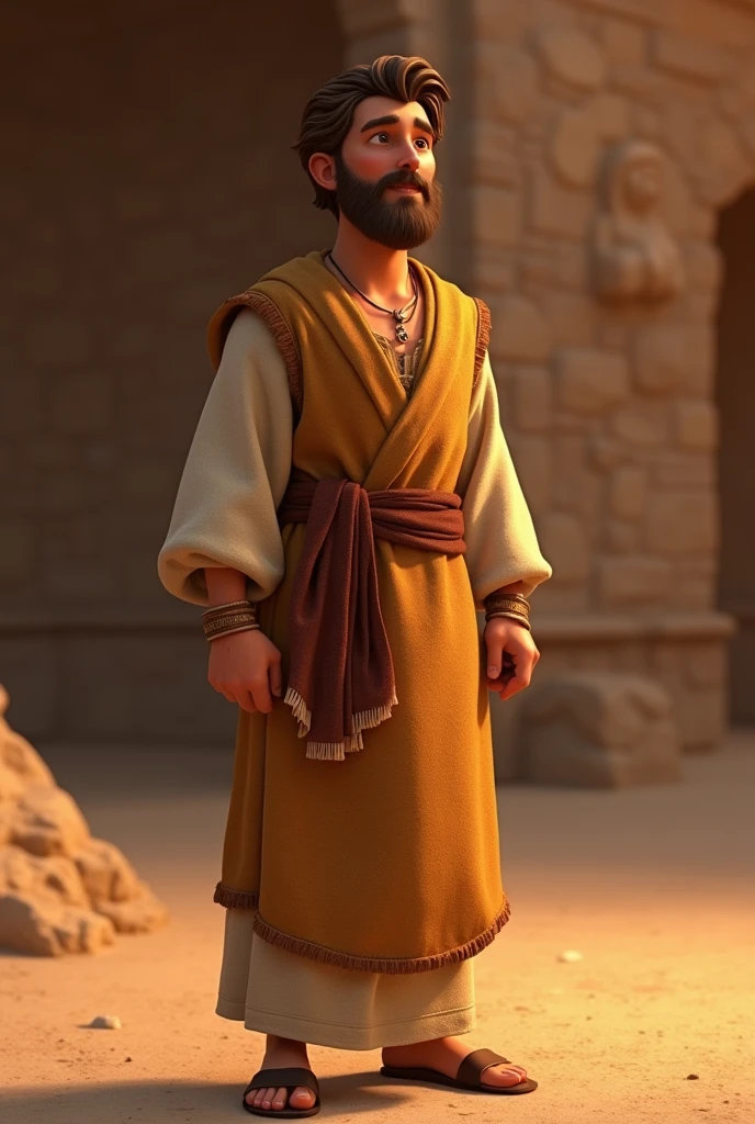 man in biblical clothes disney pixar style