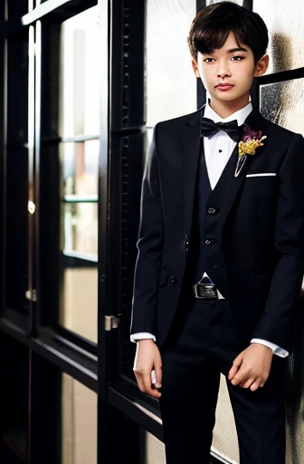a 13 year old male wearing a suit
BELT VISABLE 4K HIGH QUALITY DETAILED