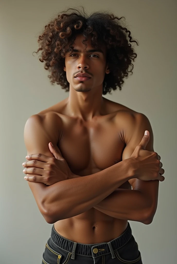 25 year old Brazilian man with 3c curly hair, different pose