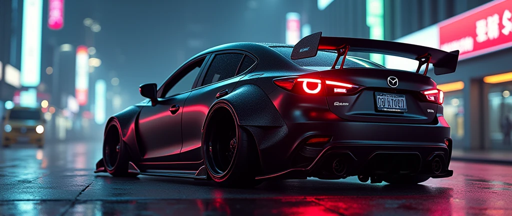 2016 mazda 3 ，Darth Vader，night，Modified cars，Rear view，cyprupunk，naruto，No airplane wings，