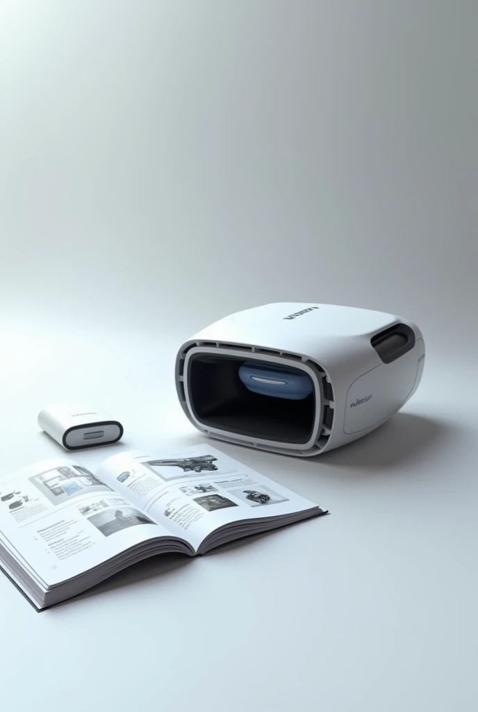 Create a photo of an innovative object never seen before on the market. And next to it a manual with its functions