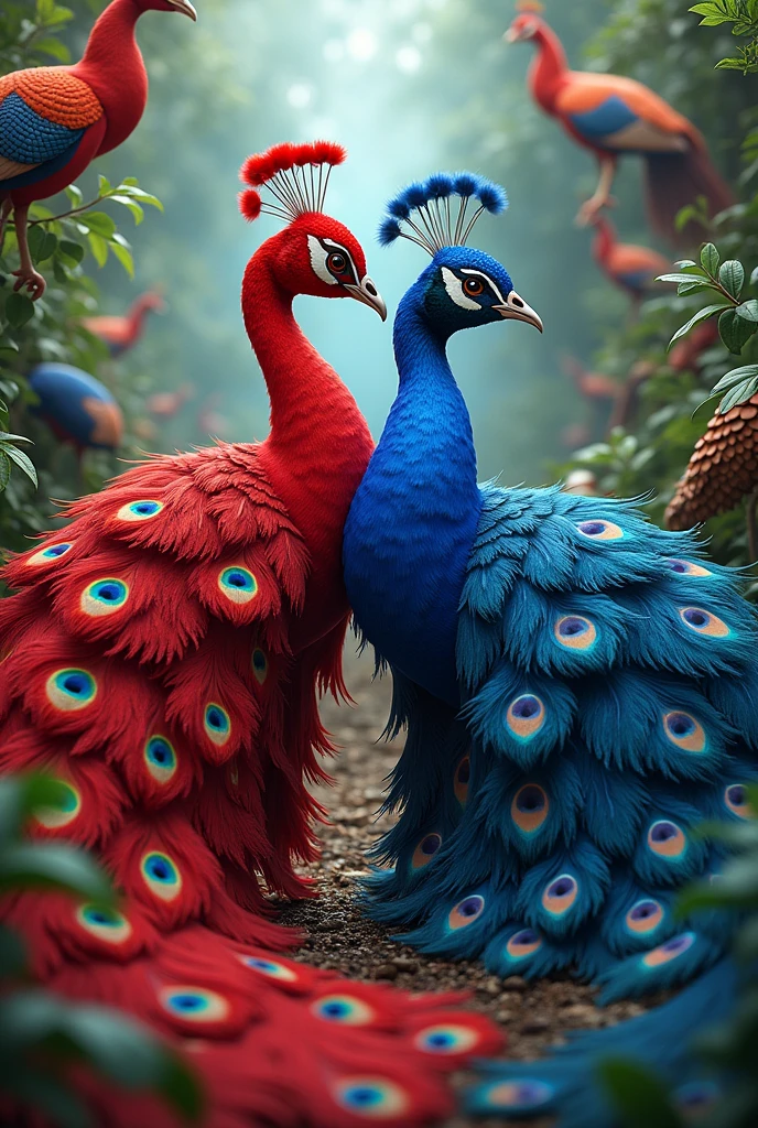 SURESH name with red color and SARIKA name with blue color with peacocks background