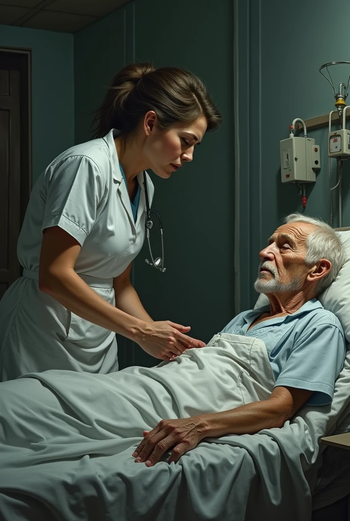 Nurse exhausted by old man