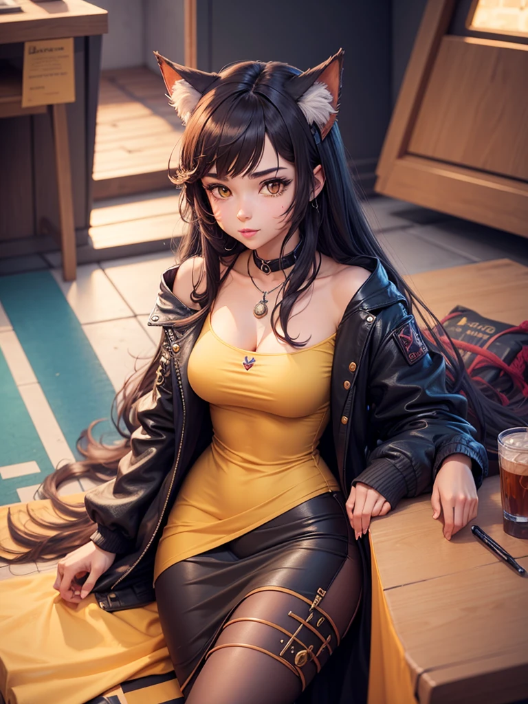 best quality masterpiece, perfect impasto, beautiful hand, AkagiV5, 1girl, (fully mature woman | plump), solo, (yandere crazy smile, full red blush orgasm face), ((casual wear, brown sweater, black pants, ankle boots)), large breast | cleavage, makeup, tails, multiple tails, kitsune, outdoors, city alley, cowboy shot, sitting, <lora:AkagiV5:0.8>,  <lora:add_detail:1>,  <lora:animeoutlineV4_16:0.25>