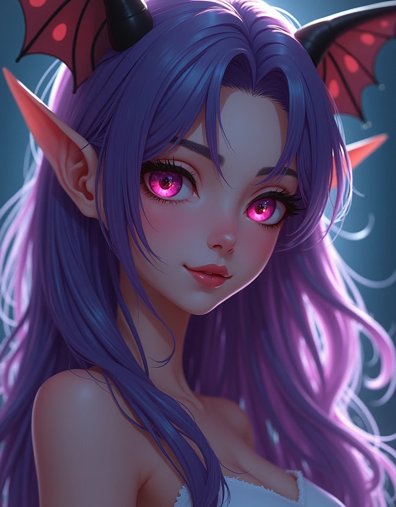 The best quality at its best,4K,8k,High resolution,masterpiece:1.2,Super detailed,Actual, High Dynamic Range,Hyper HD,Studio Lighting,Ultra-fine painting,Very detailed explanation,Professional,Bokeh,girl,Those girls,Beautiful Eyes,Beautiful lip detail,Highly detailed eyes and face,Long eyelashes,landscape,with beautiful purple hair,Pink Eyes,Mid-breasted,Sexy appearance (Skin details: 1.3),Gosororita,Happy,Blushed,at night,Moon,Loose Flower,elegant,Smooth Skin,Mouth slightly open,lipstick,Tattoos,slalom,Lift your butt,Shy、Goat horns、Bat Wings、Large Breasts,(parted lips:1.3),(half open eyes:1.4),(feeling weak:1.5)、succubus