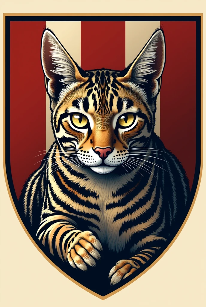 A coat of arms for the Silva Santos family, with a striped cat as a symbol 

