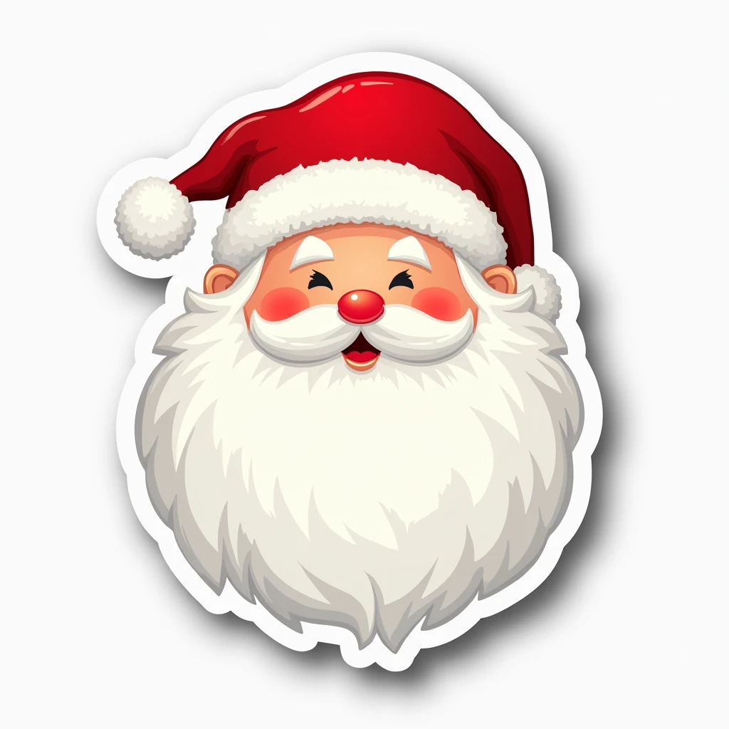 a santa claus christmas sticker, simple clean background, (best quality,4k,8k,highres,masterpiece:1.2),ultra-detailed,(realistic,photorealistic,photo-realistic:1.37),vivid colors,soft lighting,minimalist,minimalistic,simple,minimalism,holiday,festive,jolly,cheerful,joyful,cute,adorable,whimsical,winter,snow,xmas,december