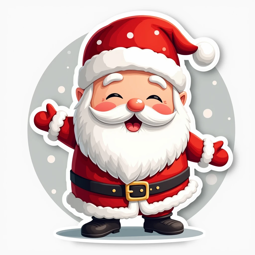 a santa claus christmas sticker, simple clean background, (best quality,4k,8k,highres,masterpiece:1.2),ultra-detailed,(realistic,photorealistic,photo-realistic:1.37),vivid colors,soft lighting,minimalist,minimalistic,simple,minimalism,holiday,festive,jolly,cheerful,joyful,cute,adorable,whimsical,winter,snow,xmas,december