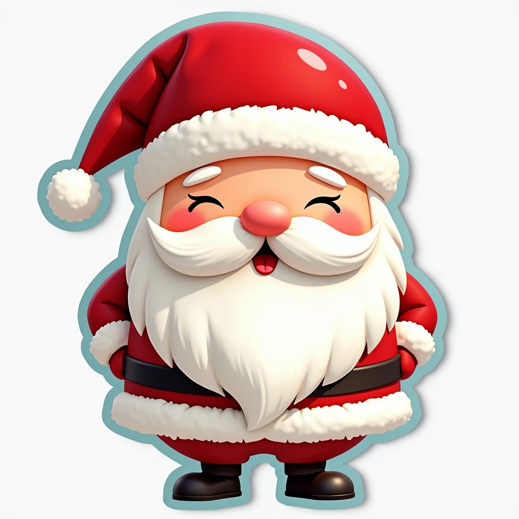 a santa claus christmas sticker, simple clean background, (best quality,4k,8k,highres,masterpiece:1.2),ultra-detailed,(realistic,photorealistic,photo-realistic:1.37),vivid colors,soft lighting,minimalist,minimalistic,simple,minimalism,holiday,festive,jolly,cheerful,joyful,cute,adorable,whimsical,winter,snow,xmas,december