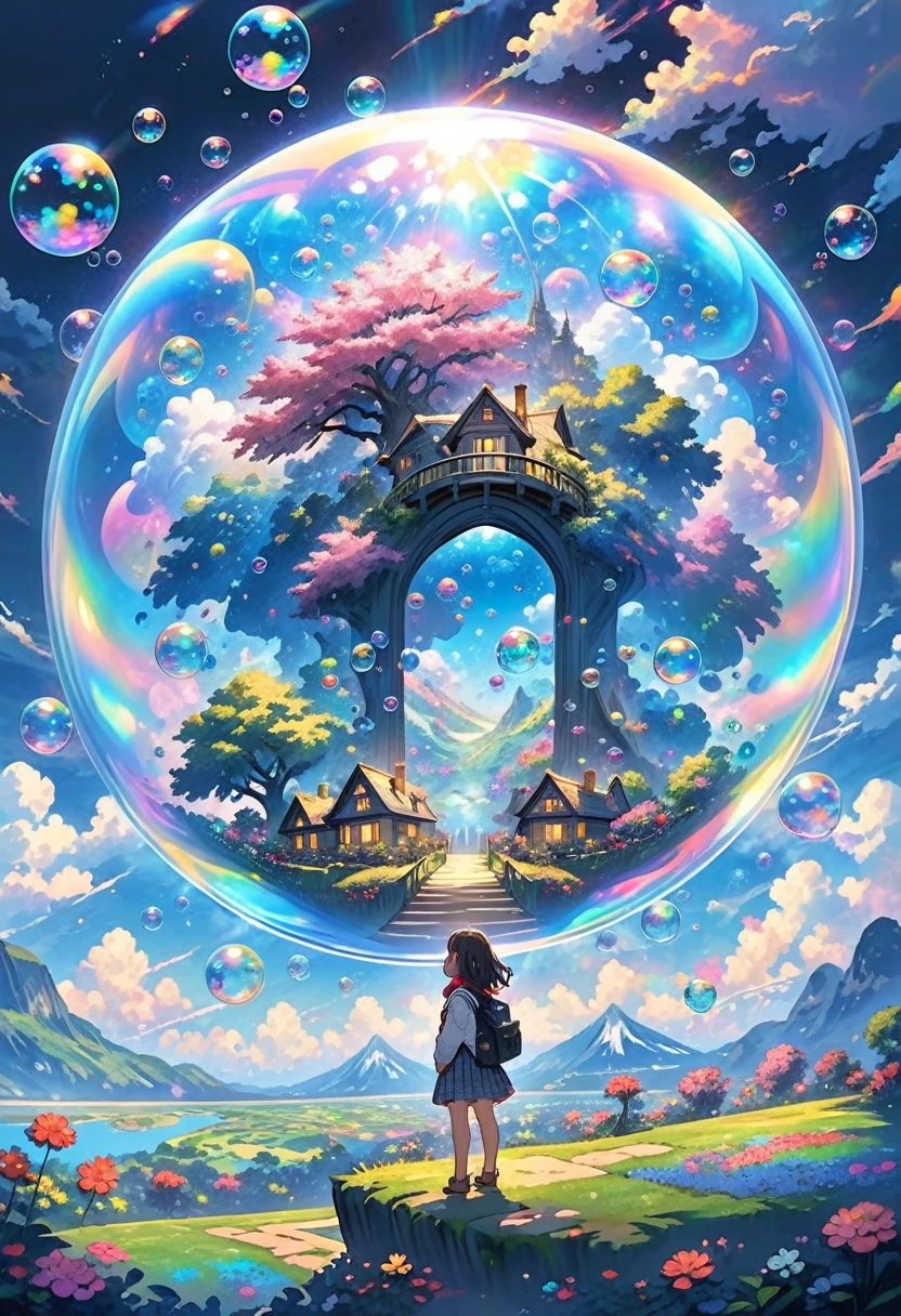 Inside bubble. Outside traps in universe. something that goes on forever without any limit or end