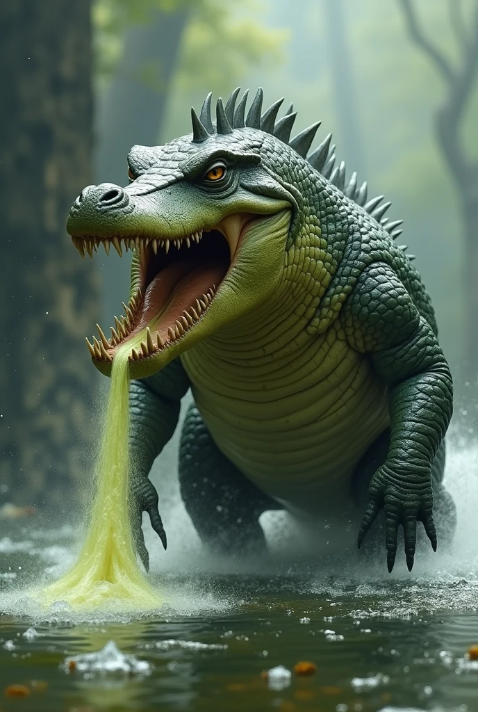 TRODONTIS*, crocodile-like creatures, they spit acid and are very dumb, bet, they have something special, they remember their prey... aquatic, smaller