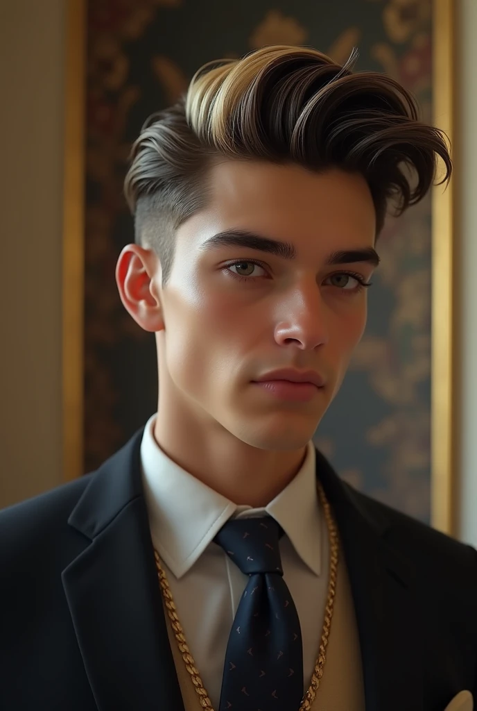 Young, handsome, rich, two-haired man