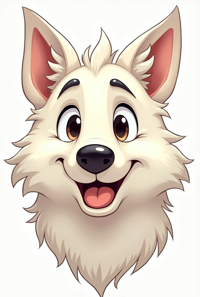 Only the White Wolf Face Cartoon Style 
