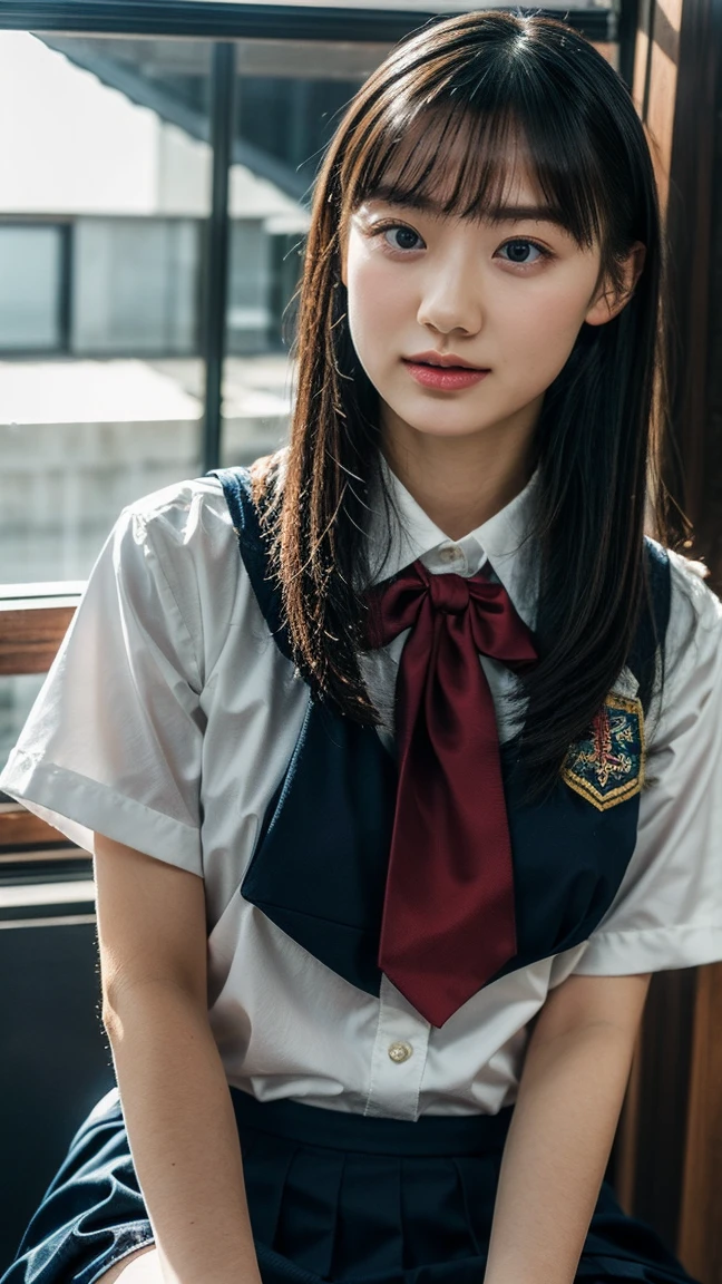 (Realistic:1.4), Highest quality, masterpiece, RAW32K Photo, (Very detailed美しい日本の女の子), (Very fine particles:1.2), (),(Cute Face:1.2), Very detailed, Ultra-high resolution, wonderful, break,
(school uniform:1.5), Detailed school girl, (Classroom at Dusk 1.3、Moody light), Beautiful detailed girl, bangs, Cute Face, mini skirt,(thigh)、(She lifted her skirt to reveal her white panties.)、((short hair))