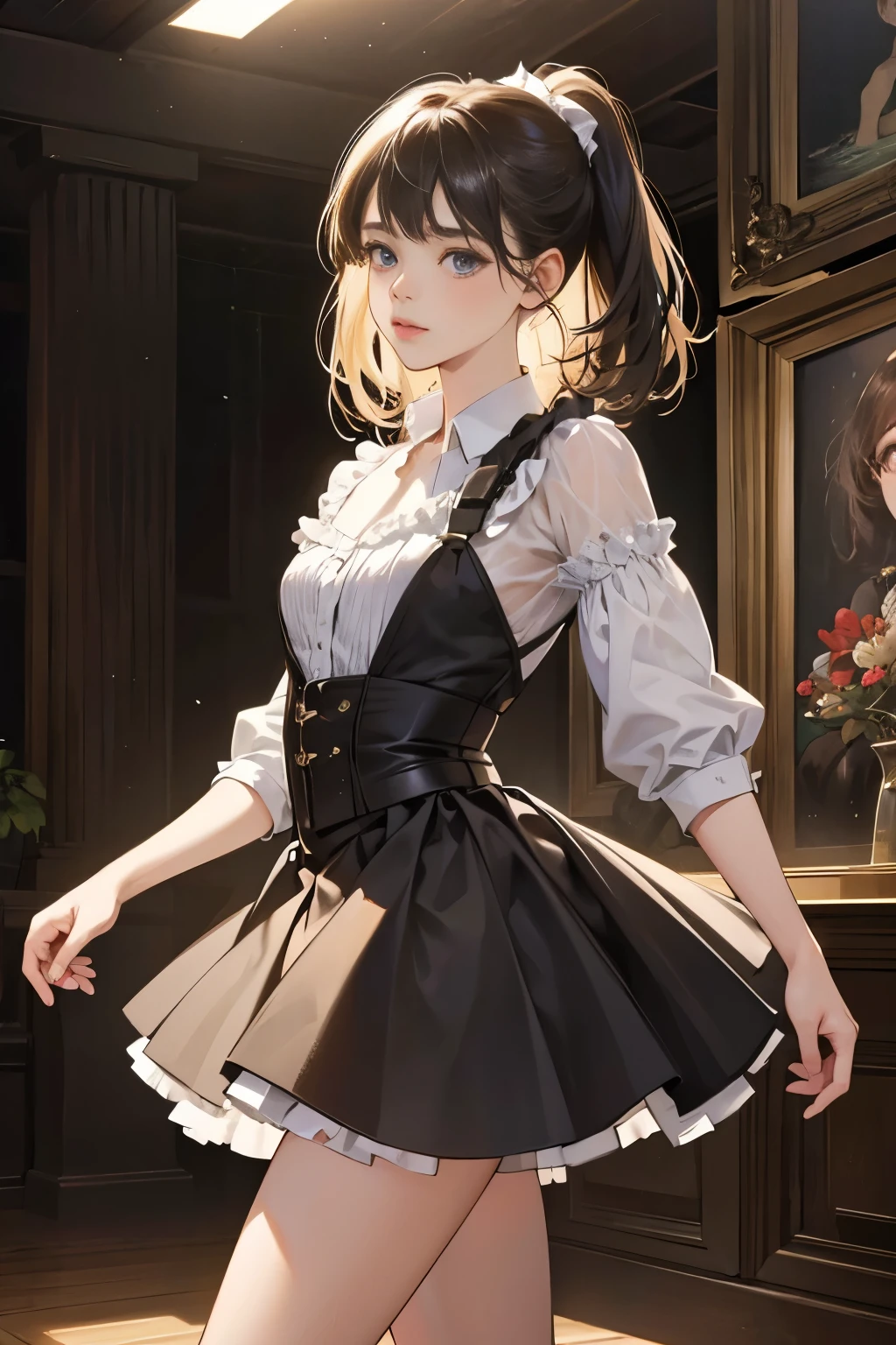 (Highest quality、 8k 、masterpiece、High resolution)、Edgar Degas、Dancer、Valley、whole body、15 year old girl、cute、Realistic、Realistic、Official Art、Detailed CG、