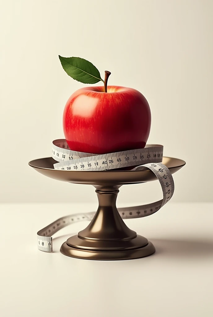Create a logo of an apple on a scale surrounded by a measuring tape