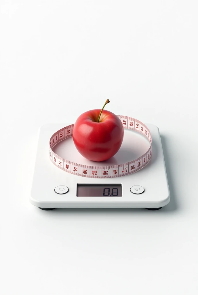 Create a logo of an apple on a digital scale surrounded by a measuring tape